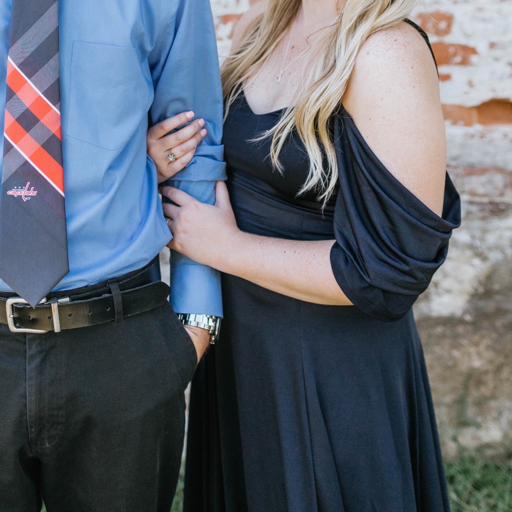 Navy Blue Off the Shoulder Maxi Dress - Picture 3 of 5